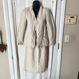 Vintage Irka Linen Blazer and Skirt Set